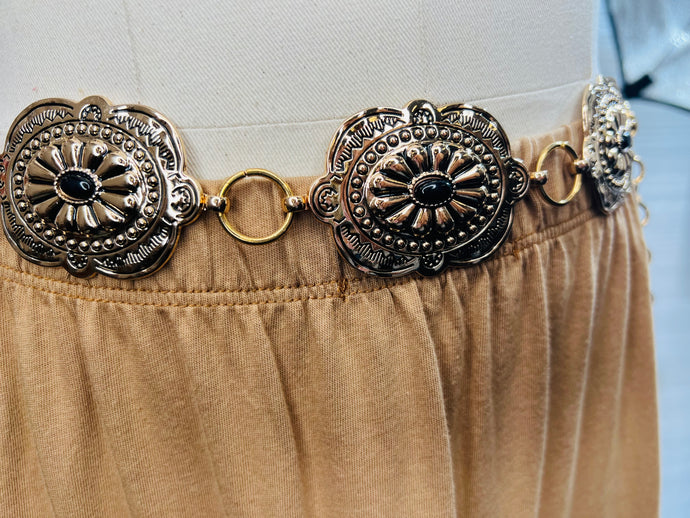 Illeanna Gold Tone Metal Medallion Adjustable Belt
