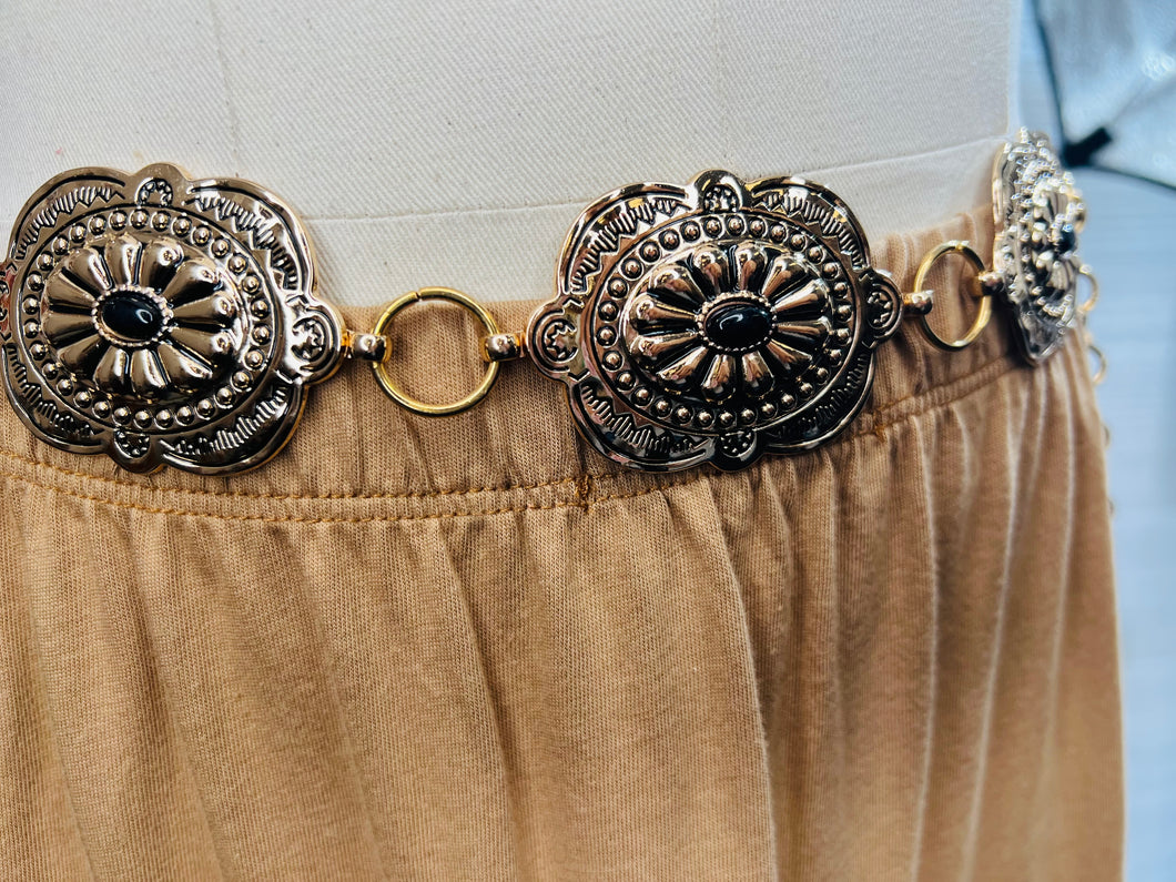 Illeanna Gold Tone Metal Medallion Adjustable Belt