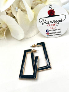 Daphne Double Sided Dangle Geometric Rectangular Earrings