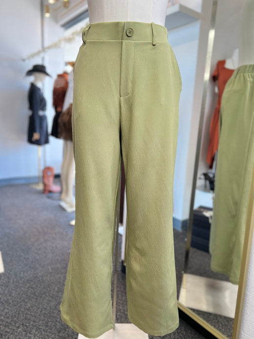 Hailey Tan Khaki Sage, or Black Slip On Wide Leg Trousers