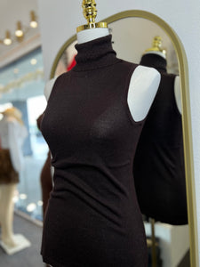 Dayla Brown Sleeveless Top Turtleneck