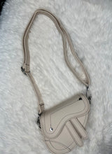 Load image into Gallery viewer, CD Inspired Black, Ivory or Beige Saddle Style Bag with White Stitching