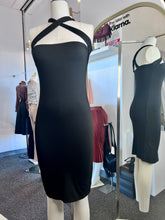 Load image into Gallery viewer, Vivianna Black Stretchy Cross neck Bodycon Dress