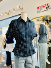 Load image into Gallery viewer, Chelsey Navy Blue Polka Dot Buttoned Short Sleeve Blouse