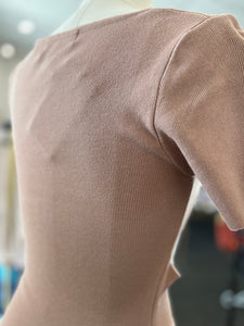 Laylla Mocha Stretchy Ribbed Front Cut Out Mini Dress