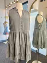 Load image into Gallery viewer, Desiree Sage Gauze sleeveless flowy lined dress