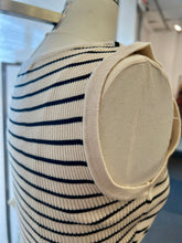 Load image into Gallery viewer, Sandra Striped Black or Khaki Ribbed gold button Tank Top