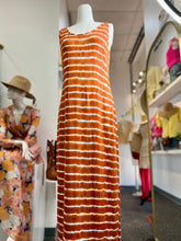 Load image into Gallery viewer, Valencia Rust and White Striped Sleeveless Curvy Long Dress