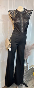 Lesley Black Lace/Crotchet Top Pant Suit