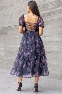 Tessa Tulle Dress with Puff Slave Sweetheart, Neckline Crisscross backing lined.