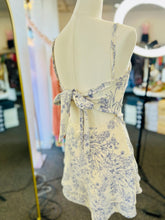 Load image into Gallery viewer, Posey Ivory and Blue Floral Smocked Short Dress