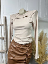 Load image into Gallery viewer, Dayana Blush Pink or Beige Long Sleeve Front Slit Top