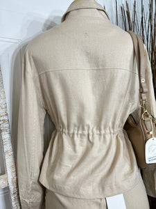 Tianna Linen Blend Zipper Trench Top