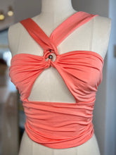 Load image into Gallery viewer, Marla Black or Coral Ring Halter Stretchy Crop Top