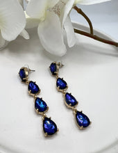 Load image into Gallery viewer, Alice Purple, Blue or Navy-Blue Drop Earrings