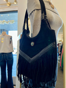 Savy Fringe Suede Brown or Black Handbag Tote