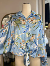 Load image into Gallery viewer, Mirna Sky Blue Floral Print Long Sleeve Blouse