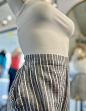 Load image into Gallery viewer, Victoria Charcoal Stripes Elastic Waist Side Pocket Shorts