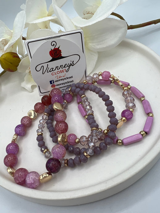 Grace Purple and Gold Beaded Bracelet