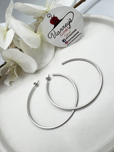 Sophia Mate Silver White Gold Dipped  Hoops