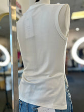 Load image into Gallery viewer, Irie Sleeveless Round Neck Front Twist Top Ivory and Black