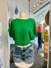 Load image into Gallery viewer, Helen Kelly Green Elastic Back Waist Crop Top