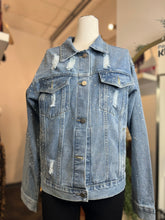 Load image into Gallery viewer, Brooklyn Plus Size Bedazzled Black Medium Wash Denim Button Up Jacket