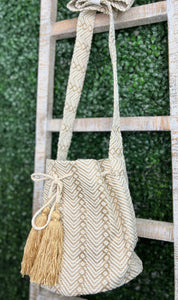 Alina Black or Beige Straw Crossbody Bag