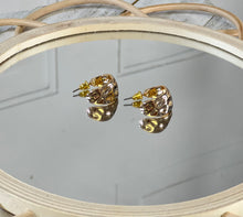 Load image into Gallery viewer, Sabrina Gold or Silver Hammered Design Hoops