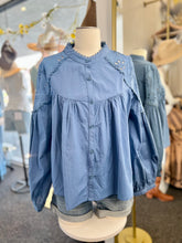 Load image into Gallery viewer, Pamela Indigo Blue Peasant Style Long Sleeve Blouse