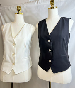 Abigail Black or White Surplus Button Down Lined Vest