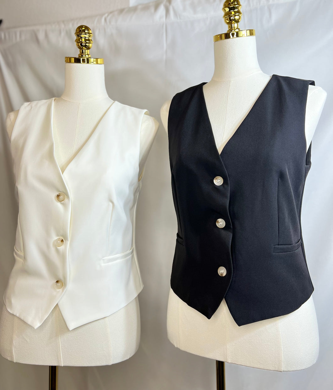 Abigail Black or White Surplus Button Down Lined Vest