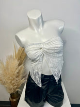 Load image into Gallery viewer, Julia White/Black Lace Strapless Top