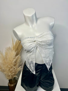 Julia White/Black Lace Strapless Top