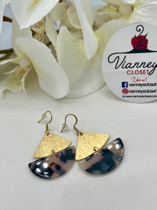 Kenna Gold and Marble Dangle Fishhook Earrings
