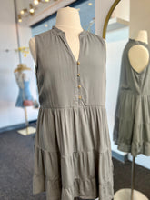 Load image into Gallery viewer, Desiree Sage Gauze sleeveless flowy lined dress