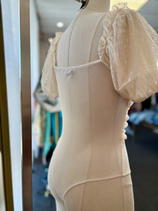 Sofia Cream Sleeve Mesh Dot Bodysuit