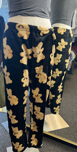 Sophie Teddy Bear Print Black Pajama Pants