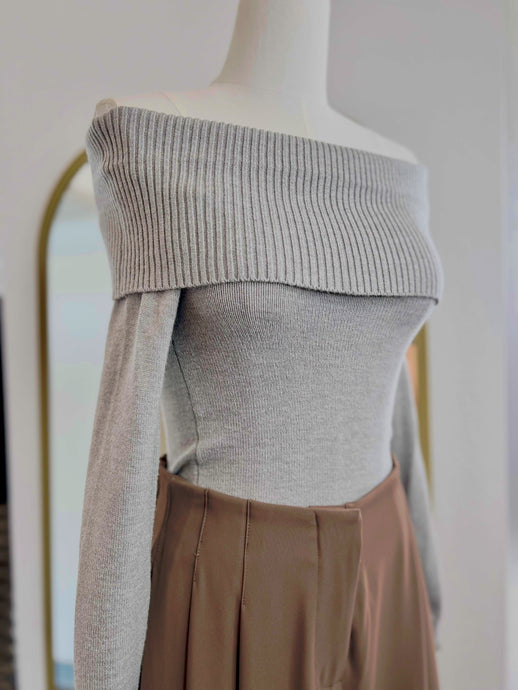 Elena Knit Off-The Shoulder Long Sleeve Top