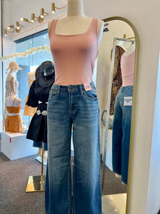 Aldara Mauve or Sage Round Neck Stretchy Bodysuit