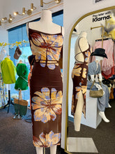 Load image into Gallery viewer, Tiffany Brown Open and Crossed Back Midi Floral Dress