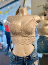 Load image into Gallery viewer, Leslie Black, Grey, and Nude Floral Lace Scalloped Bralette