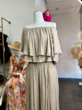 Load image into Gallery viewer, Heather Pearl or Mocha Flowy Off The Shoulder Set
