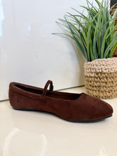 Load image into Gallery viewer, Mary Jane Brown Suede Flats