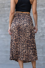 Load image into Gallery viewer, Penelope Brown/Black Midi Satin Animal Print Skirt