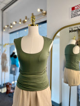 Load image into Gallery viewer, Hailey Fog, Olive, Slate Blue, Black Square Neck Wide Sholder Sleeveless Top