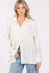 Celine Cotton Dolman Sleeve Button Up Blouse