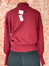 Load image into Gallery viewer, Priscilla Brown Or Red  Puff Sleeves Cinched waist turtleneck.