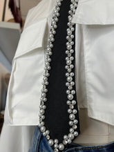 Load image into Gallery viewer, Jassiby Black or White Long Sleeve with Rhinestone Bowtie Top