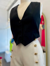 Load image into Gallery viewer, Tanya Pink, Black, and white Sleeveless V-Neck Button Down Vest